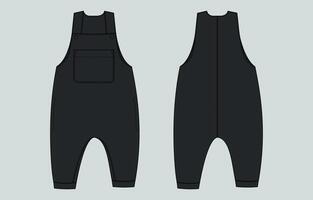 A pair of overalls with pockets on the front and back vector