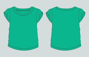 A green t - shirt with sleeves and a front view vector
