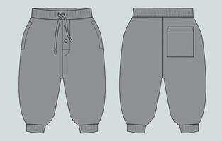 A pair of sweatpants with pockets and a zipper vector