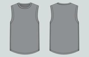 A gray tank top with a front and back view vector