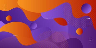 Purple and orange geometric business banner design. Creative banner design with wave and circle shapes as template. Simple design on bright horizontal banner. Eps10 vector