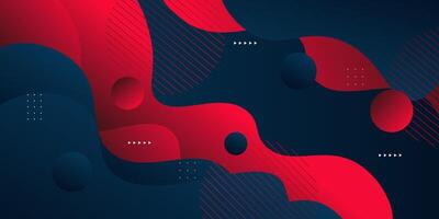 Red and blue geometric business banner design. Creative banner design with wave and line shape as template. Simple design on dark horizontal banner. Eps10 vector