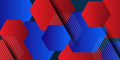 Abstract 3d background. Dark blue gradient background. Red and blue hexagon element pattern. Hexagon banner design. eps10 vector