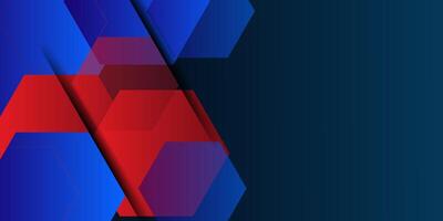 Blue and red abstract luxury background with geometric hexagonal shapes and golden light elements for poster, flyer, digital board and concept design. eps10 vector