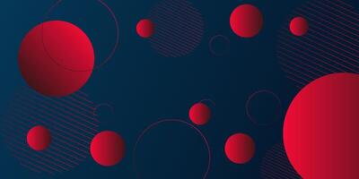 Abstract colored red geometric circle gradient illustration background with 3D look and simple pattern. Cool and trendy design on dark blue background. Eps10 vector