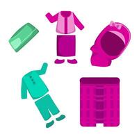 Ramadan element set of Muslim clothes and sarong vector