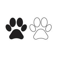 Paw footprint icon set.Paw line icons set.silhouette illustration design on white background. vector