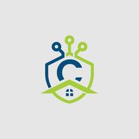 C letter Logo with Shield, C shield logo design template vector