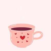 Cup with hearts. Happy valentines day and wedding design element. illustration. vector