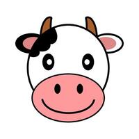 Smiling Cow Cartoon Face with Bow Design vector
