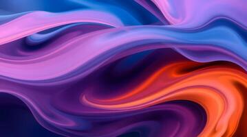 Fluid Color Swirls. Abstract Purple, Blue, and Orange Artwork photo