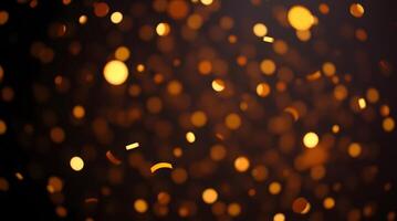 Golden lights on a black background photo