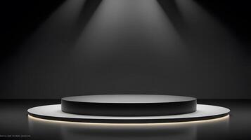 An empty podium with spotlight on it photo