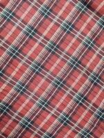 The pattern and background of the fabric has a red checkered motif photo