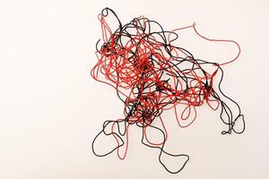 Coils of multicolored wires for electronics. Wires for devices. photo
