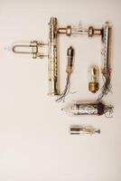 Old lamps from radio electronics. Lamps from calculating devices and lighting. photo