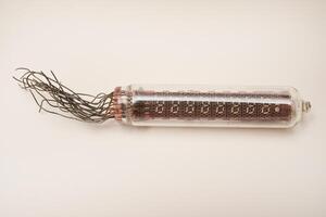 Old lamps from radio electronics. Lamps from calculating devices and lighting. photo