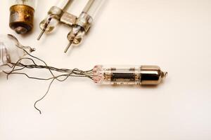 Old lamps from radio electronics. Lamps from calculating devices and lighting. photo