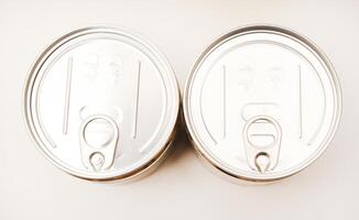 Two cans top view. Aluminum can lids. photo