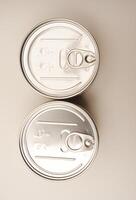 Two cans top view. Aluminum can lids. photo