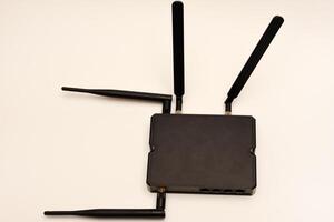 GSM modem. An Internet station with a SIM card. A black router on a white background. photo