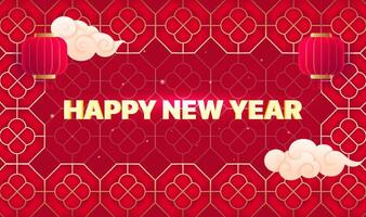 Spring Festival background design lanterns and slogans in Chinese pattern vector