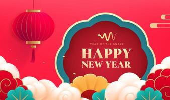 Spring Festival background design red lanterns and auspicious clouds vector