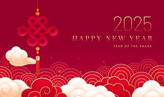 Spring Festival background design Chinese knot and auspicious cloud vector