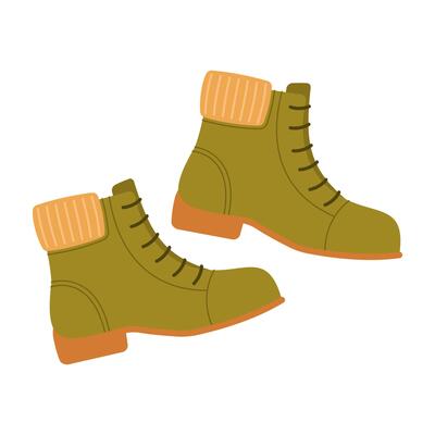 Flat illustration of winter shoes and boots
