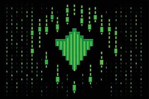 Futuristic Green Data Visualization Pattern on Black Background. vector