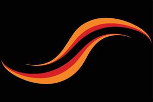 Dynamic orange and red abstract waves on black background. vector
