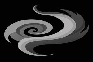 Abstract Gray Spiral Design on Black Background. vector