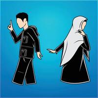 illustration of a couple who are arguing and are about to separate vector