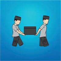 illustration of Muslims carrying things together vector