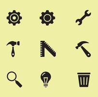 Download A Set of Black Icons That Include Tools, Wrenches, And Other Items vector
