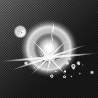 A white light with a star and a circle on background