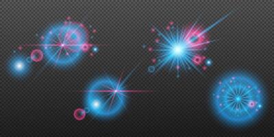 set of fireworks and sparkles on background vector