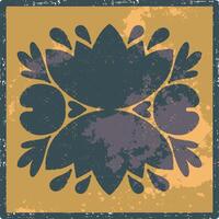 a grunge style flower design on a square background vector