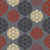 a gray and red floral pattern on a gray background vector