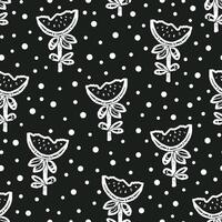 watermelon seamless pattern with polka dots and flowers vector