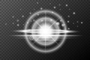 a glowing white circle with stars and light on background vector
