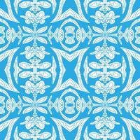a blue and white pattern with a large flower vector