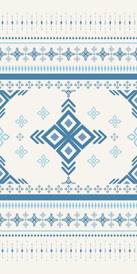 Classy Royal Geometric Blue Embroidery Border Pattern. Seamless Silk Weaves Repeat Detailed Inspired from Porcelain and Traditional Design for Apparel Songket Dress Hand Craft Drawing Decoration