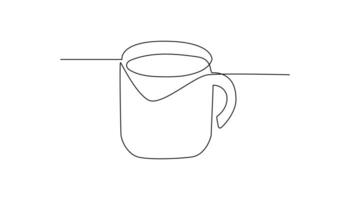 coffee cup continuous one line drawing abstract vector