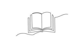 open book continuous one line drawing single line design vector