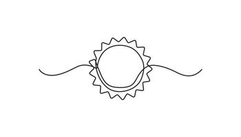 sun continuous one line drawing hand drawing vector