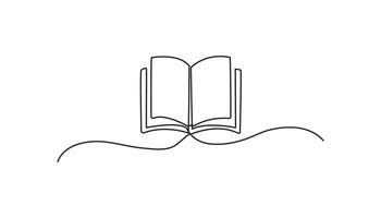 open book continuous one line drawing vector