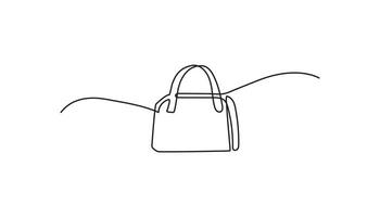 ladies bag continuous one line drawing art vector