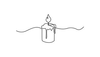 candle continuous one-line drawing simple minimalist graphic vector