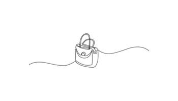ladies bag continuous one line drawing vector